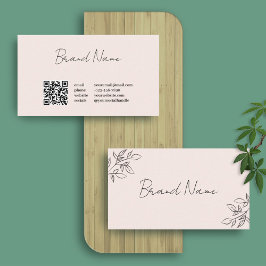 Pink Floral Beruflich Calligraphy QR Code Visitenkarte