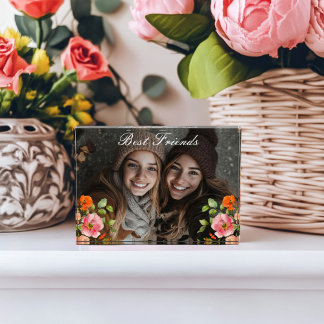 Pink Floral Best Friends Fotoblock