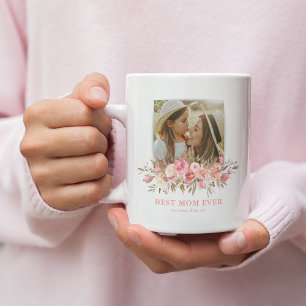 Pink Floral Best Mama Ever Foto Kaffeetasse