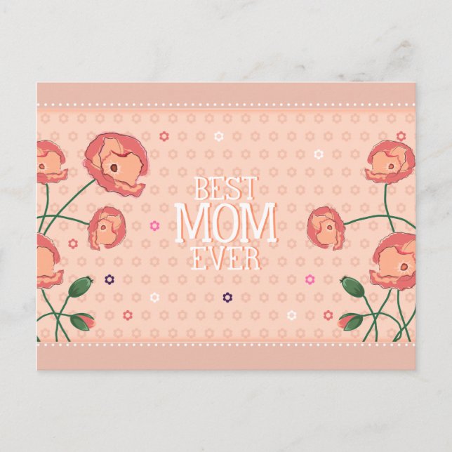 Pink Floral Beste Mama je Postkarte (Vorderseite)