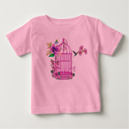 Pink Floral Birdcage Baby T-shirt