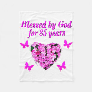 PINK FLORAL BLESSED VON GOTT FÜR 85 JAHRE FLEECEDECKE