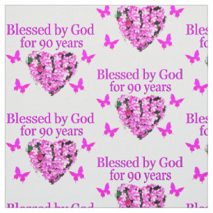 PINK FLORAL BLESSED VON GOTT FÜR 90 JAHRE STOFF
