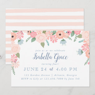 Pink Floral Blogs Geburtstagsparty Einladung