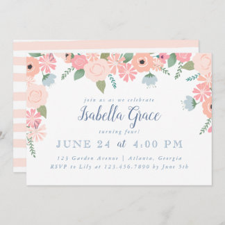 Pink Floral Blogs Geburtstagsparty Einladung