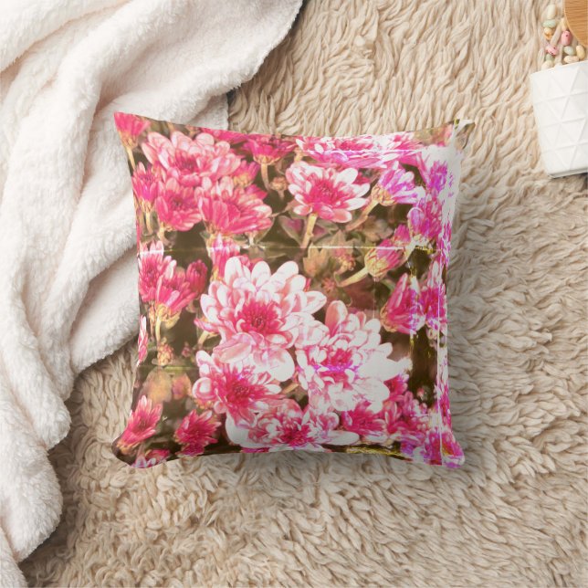 Pink Floral Bloom Pattern – Soft Botanical Design Kissen (Decke)