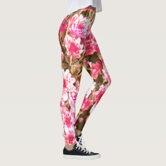 Pink Floral Bloom Pattern – Soft Botanical Design Leggings