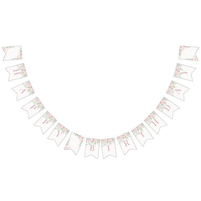 Pink Floral Blooms Hydrangea Geburtstag Wimpelkette (Alle)