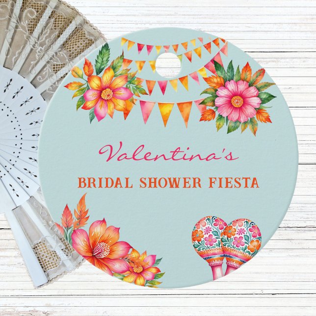 Pink Floral Blue Fiesta Brautparty Vielen Dank Geschenkanhänger (Von Creator hochgeladen)