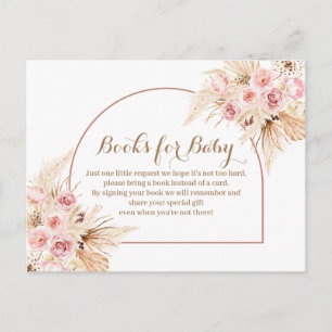 Pink Floral Boho Pampas Grass Bücher für Kinder Einladungspostkarte
