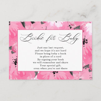 Pink Floral Books for Baby Shower  Begleitkarte