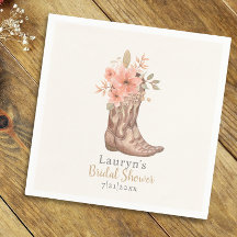 Pink Floral Boots Cowgirl Brautparty Napkin