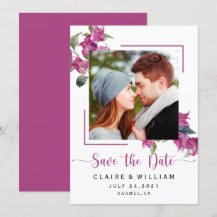 Pink floral Bougainvillea Hochzeit Speichern Sie d Save The Date