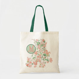 Pink Floral Bougainvillea Monogram Wassercolor Tragetasche