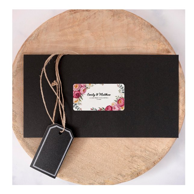 Pink Floral Bouquet Adressenmarken Adressaufkleber (Von Creator hochgeladen)