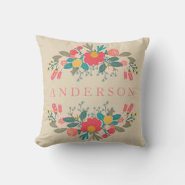 Pink Floral Bouquet mit Namen Kissen