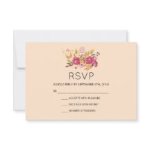 Pink Floral Bouquet Peach Pastel Wedding RSVP