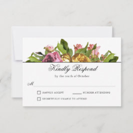 Pink Floral Bouquet Wedding RSVP