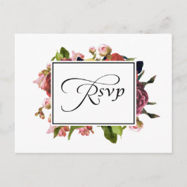 Pink Floral Bouquet Wedding RSVP Einladungspostkarte