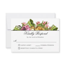 Pink Floral Bouquet Wedding RSVP
