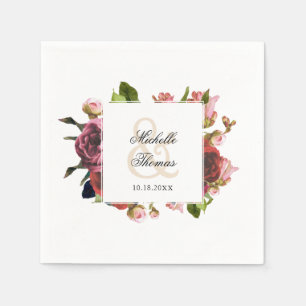 Pink Floral Bouquet Wedding Serviette