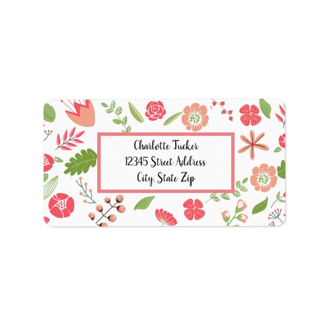 Pink Floral Bouquets - Adressetikett (Vorne)