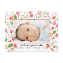 Pink Floral Bouquets - Geburtsankündigung Postkart