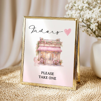 Pink Floral Boutique Favors Sign Elegant Poster