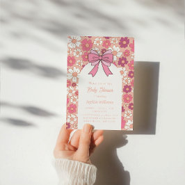 Pink Floral Bow Baby Shower - Girl Baby Shower Einladung