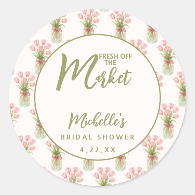 Pink Floral Bow Fresh Off The Market Runder Aufkleber (Vorderseite)