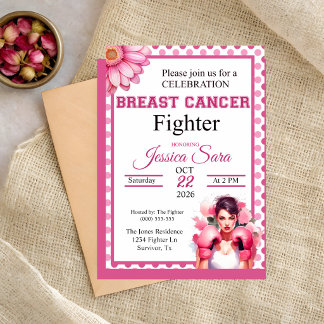 Pink Floral Boxing Cancer Awareness Invitation Einladung