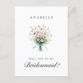 Pink Floral Brautparty Bridesmaid Vorschlag Postkarte
