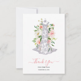 Pink Floral Brautparty Vielen Dank Dankeskarte