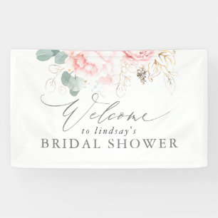 Pink Floral Bridal / Baby Dusche Begrüßungsbanner Banner
