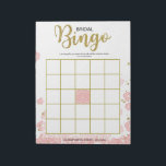 Pink Floral Bridal Bingo Notizblock<br><div class="desc">Dieses moderne,  blumengeschmückte "Bridal Bingo" besticht durch einen rosa Blumenhintergrund mit goldenen Glitzer. Der Text ist in einer Mischung aus einem spielerischen Kalligraphie-Schriftart und einem modernen sans-Schriftart geschrieben,  diese Bridal Bingokarte ist personalisiert mit dem zukünftigen Namen und dem Brautparty Datum</div>
