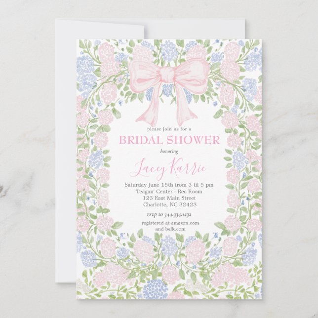 Pink  Floral Bridal Shower Invitation Einladung (Vorderseite)