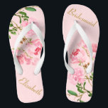 Pink Floral Bridesmaid Personalisierte Hochzeit Flip Flops<br><div class="desc">Diese personalisierten Flip Flops zeichnen sich durch ein elegantes ästhetisches Design der rosa Peony Blume Aquarellmalerei aus. Die wunderschönen Flip Flops sind ein unvergessliches Geschenk für Hochzeitsfeier-Mitglieder: Braut, Brautmädchen, Brautmutter, Trauzeugin... Sie fügen Ihrem Hochzeitstag, Junggeselinnen-Abschied oder anderen Feierlichkeiten eine stilvolle Glamour hinzu. Strich Anpassen Sie es mit Ihrer Formulierung durch...</div>