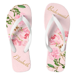 Pink Floral Bridesmaid Personalisierte Hochzeit Flip Flops