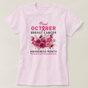 Pink Floral Brustkrebs Bewusstsein Frauen T-Shirt