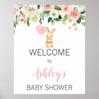 Pink Floral Bunny Baby Dusche Begrüßungszeichen