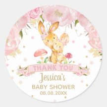 Pink Floral Bunny Baby Shower Girl Vielen Dank