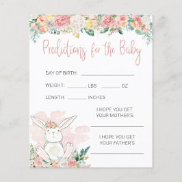 Pink Floral Bunny Baby Shower Predictions Spiel