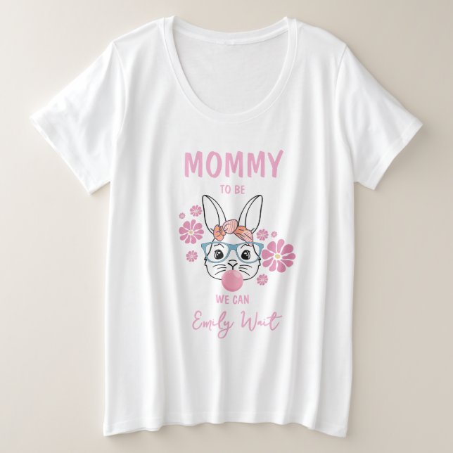 Pink Floral Bunny Girl Baby Shower Mommy zu sein Große Größe T-Shirt (Design vorne)