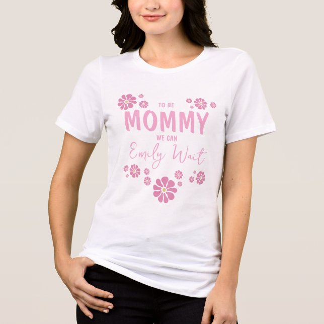 Pink Floral Bunny Girl Baby Shower Mommy zu sein Tri-Blend Shirt (Vorderseite)