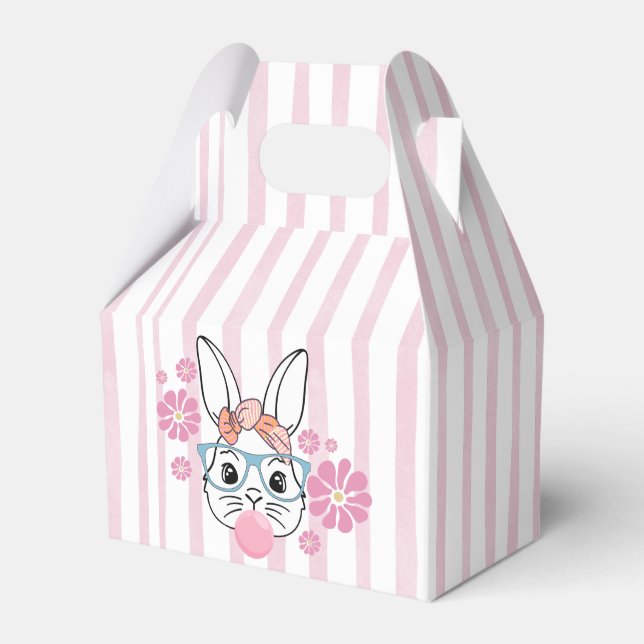 Pink Floral Bunny Girl Babydusche Geschenkschachtel (Vorderseite)
