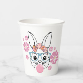 Pink Floral Bunny Girl Babydusche personalisiert Pappbecher