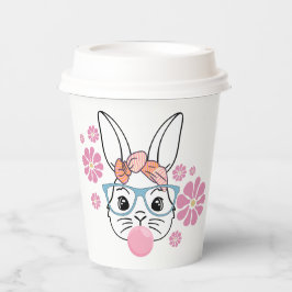 Pink Floral Bunny Girl Babydusche personalisiert Pappbecher