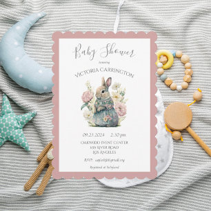 Pink Floral Bunny Rabbit Baby Shower Einladung