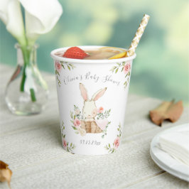 Pink Floral Bunny Rabbit Babydusche Pappbecher