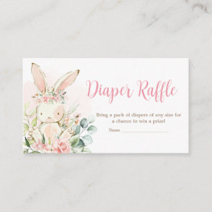 Pink Floral Bunny Rabbit Babydusche Windelwindeln Begleitkarte